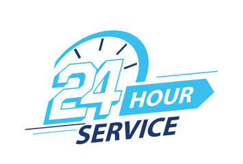 24 Hour Service Blue Icon Design