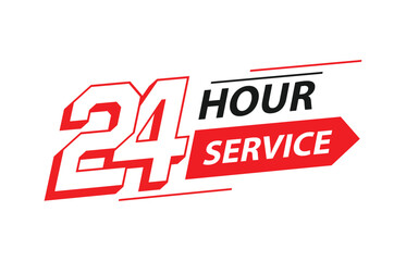 24 Hour Service Red Icon Design