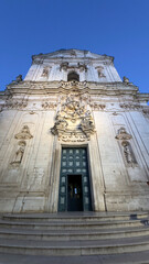 Obraz premium Close-Up View of the Baroque Facade and Entrance of Basilica di San Martino in Martina Franca, Italy