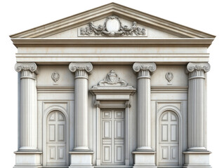 Isolated White Classical Building with Columns