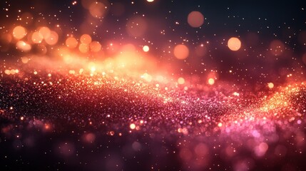 Golden Dust Waves: Abstract Flow of Sparkling Particles, Elegant Background, Magic, selective focus, bokeh, blurred image, blurred background 