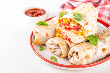 Homemade oven baked Pizza Burritos