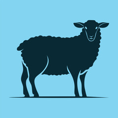 Simple Sheep Silhouette on Light Blue