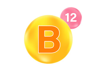 Vitamin B glowing 3D pink molecule element or bubble isolated, transparent background, fluid flowing bubble fizz, beauty supplement, nutrition products banner, presentation, infographic design