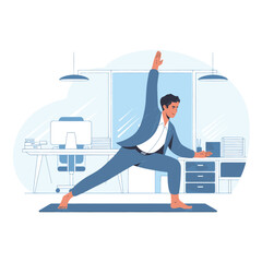 Obraz premium Businessman doing yoga in the office design