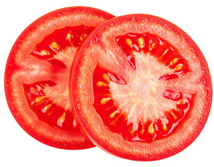Isolated Tomato Slices with Juicy Texture on Transparent Background