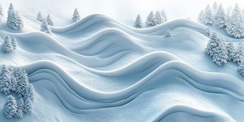 Obraz premium Winter wonderland waves snowy landscape digital serene environment aerial view