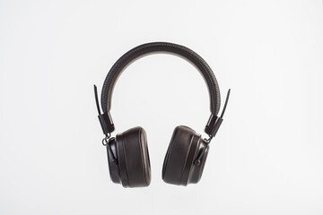 HeadPhones, Headphones isolate on white. Wireless headphones in brown.