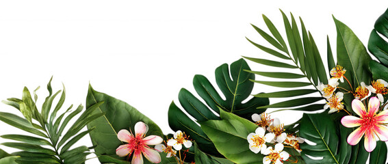 Fototapeta premium Exotic Tropical Floral and Flower Arrangement on Transparent Background