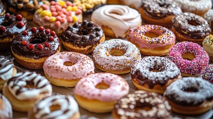 Colorful assortment of sweet donuts