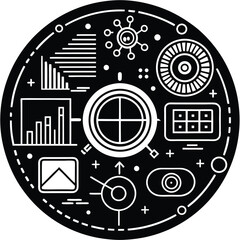 Fototapeta premium Futuristic digital collection HUD for UI, UX and GUI projects. Hi-tech design elements, charts, circle, callouts titles, gadgets, audio waves, graphics and other. HUD UI, VR vector elements. 