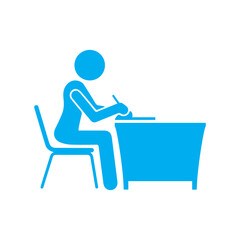 school students are writing colored icon