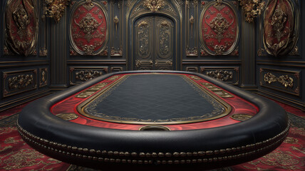 Majestic Poker Table in Opulent Mansion Setting a high-resolution, conceptual visual design ideal for use in digital media, stock content, or educational and marketing applications.