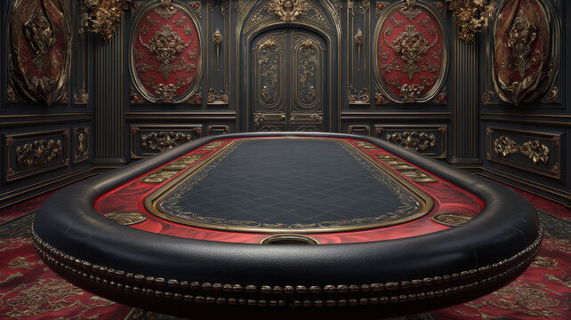 Majestic Poker Table in Opulent Mansion Setting a high-resolution, conceptual visual design ideal for use in digital media, stock content, or educational and marketing applications.