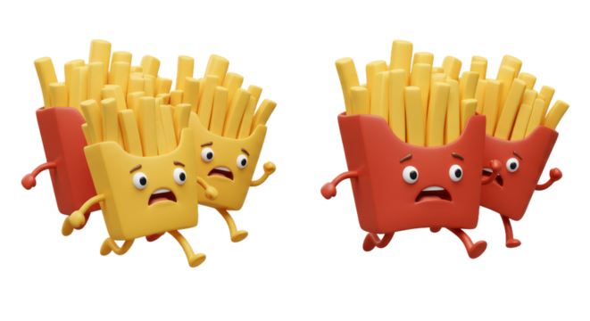 Frightened fries sprint from a mysterious fate