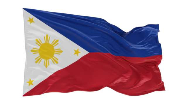 pjilippine flag waving in wind isolated on transparent png