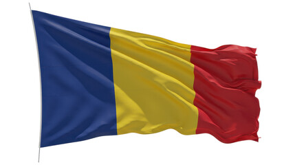 Fototapeta premium romania flag waving in wind isolated on transparent png