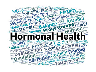 Fototapeta premium Hormonal Health Word Cloud. Key Insights on Hormones and Wellness