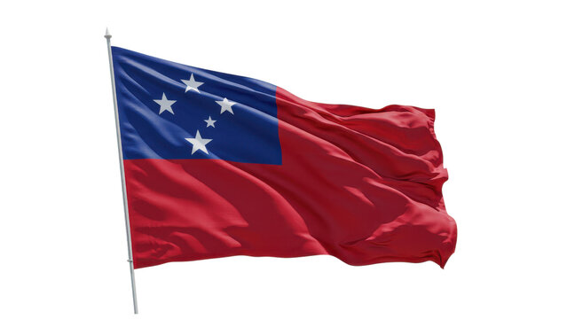 samoa flag waving in wind isolated on transparent png - Powered by Adobe