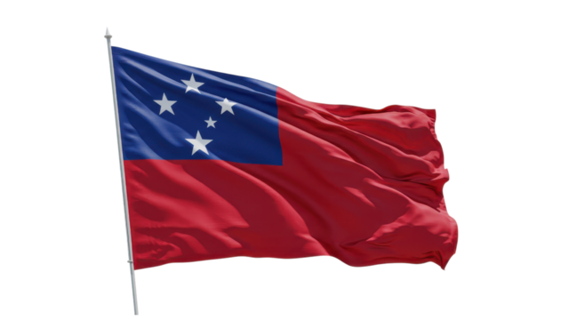 samoa flag waving in wind isolated on transparent png