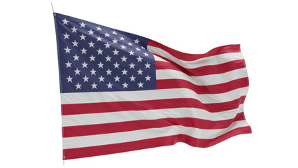 Fototapeta premium American flag waving in wind isolated on transparent png