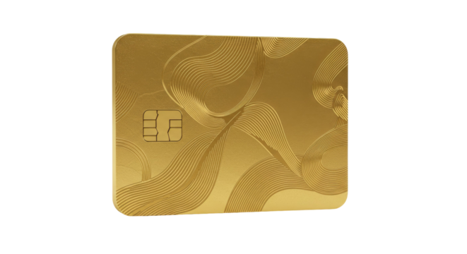 Golden banking card with swirling design
