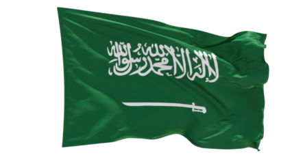 saudi arabia flag waving isolated on transparent png