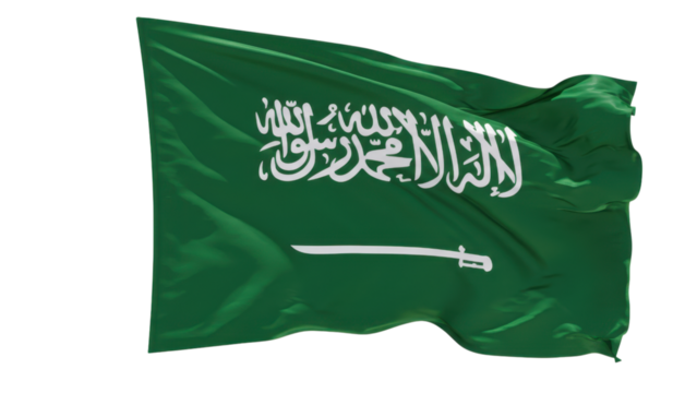 saudi arabia flag waving isolated on transparent png