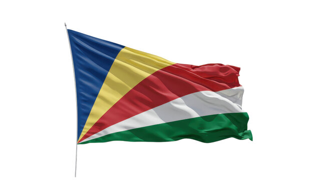 seychelles flag waving isolated on transparent png
