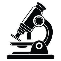 Microscope Silhouette Vector Illustration.