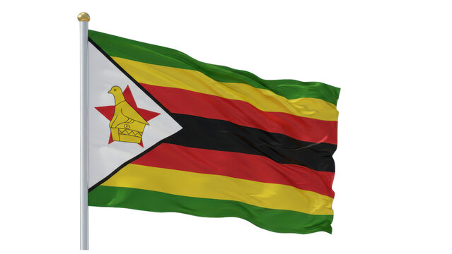 zimbabwe flag waving in wind isolated on transparent png