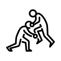 mix martial arts fight outline icon. figure stick playing sport line art illustration.