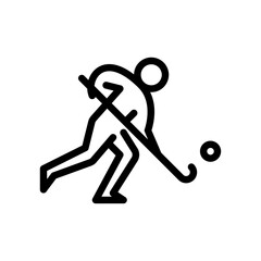 field hockey outline icon. figure stick playing sport line art illustration.