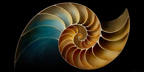 Vibrant Nautilus Shell Golden Spiral Alignment Fibonacci Sequence Nature's Geometry Seashell Design Oceanic Wonder Mathematical Harmony Artistic Seashell Interior Intricate Pattern Marine Life Beauty
