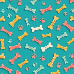 Seamless Dog Bone Vector Pattern Isolated Paw Doodle Wallpaper Background for Pet Lovers, dog bone, dog lover, wallpaper background