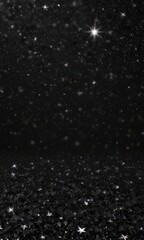Obraz premium Silver glitter star pattern on black, festive twinkle effect, glamour, decor, aesthetic