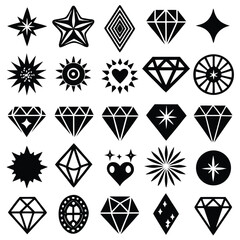 Sparkle Star Icon Set - Vector Stock Illustration. Different forms of stars, constellations, galaxies
