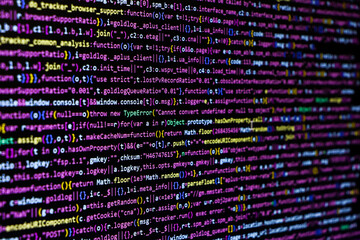 Software source code. Programming code. Programming code on computer screen. Developer working on program codes in office. Source code photo. Technology background