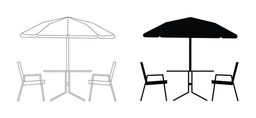 Cafe Chair With Umbrella Outdoor Seating