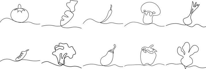 Vegetable Continuous Line Art
