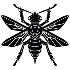 Drone Vector Silhouette illustration Organic insect-style drone silhouette