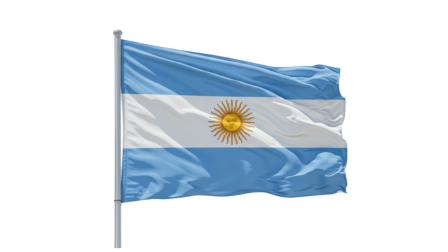argentinaflag waving in wind isolated on transparent png
