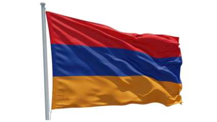 armenia flag waving in wind isolated on transparent png