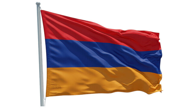 armenia flag waving in wind isolated on transparent png