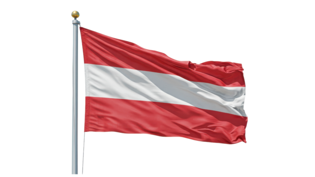 austria flag waving in wind isolated on transparent png