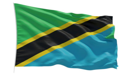 tanzania flag waving in wind isolated on transparent png