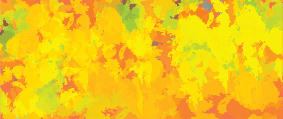 watercolor vibrant splatter of yellow, orange, and green, energetic and lively brushstrokes vector illustration background texture for poster, banner, card, flyer template design