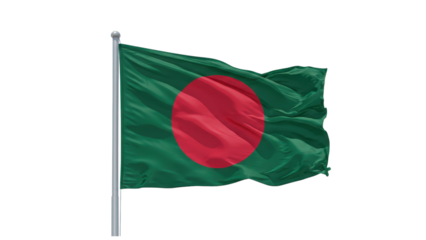 bangladesh flag waving in wind isolated on transparent png