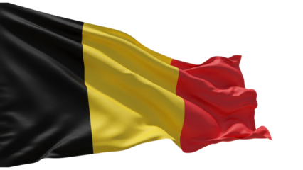 belgian flag waving in wind isolated on transparent png