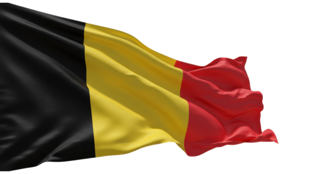 belgian flag waving in wind isolated on transparent png